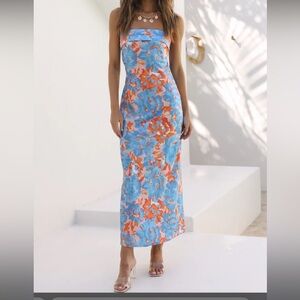 Worn once - blue orange dress - size XS